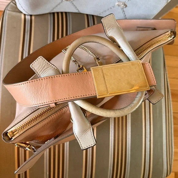 Chloe Baylee 2Way Satchel 🌟Stunning🌟 Bi-Color Leather Removable Adjustable Strap - Picture 2 of 16